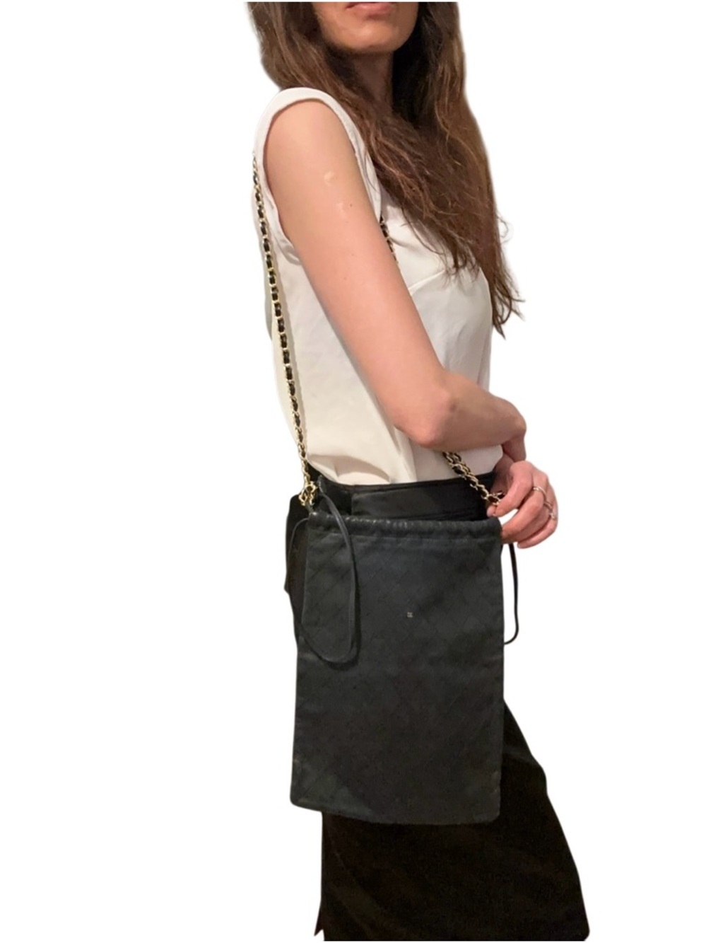 CHANEL Black Drawstring Bag